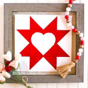 Heart in a Sawtooth Star Quilt Block, Foundation Paper Pieced Pattern, FPP, Sewing Pattern, Six-Inch, Eight-Inch, Ten-Inch PDF Download