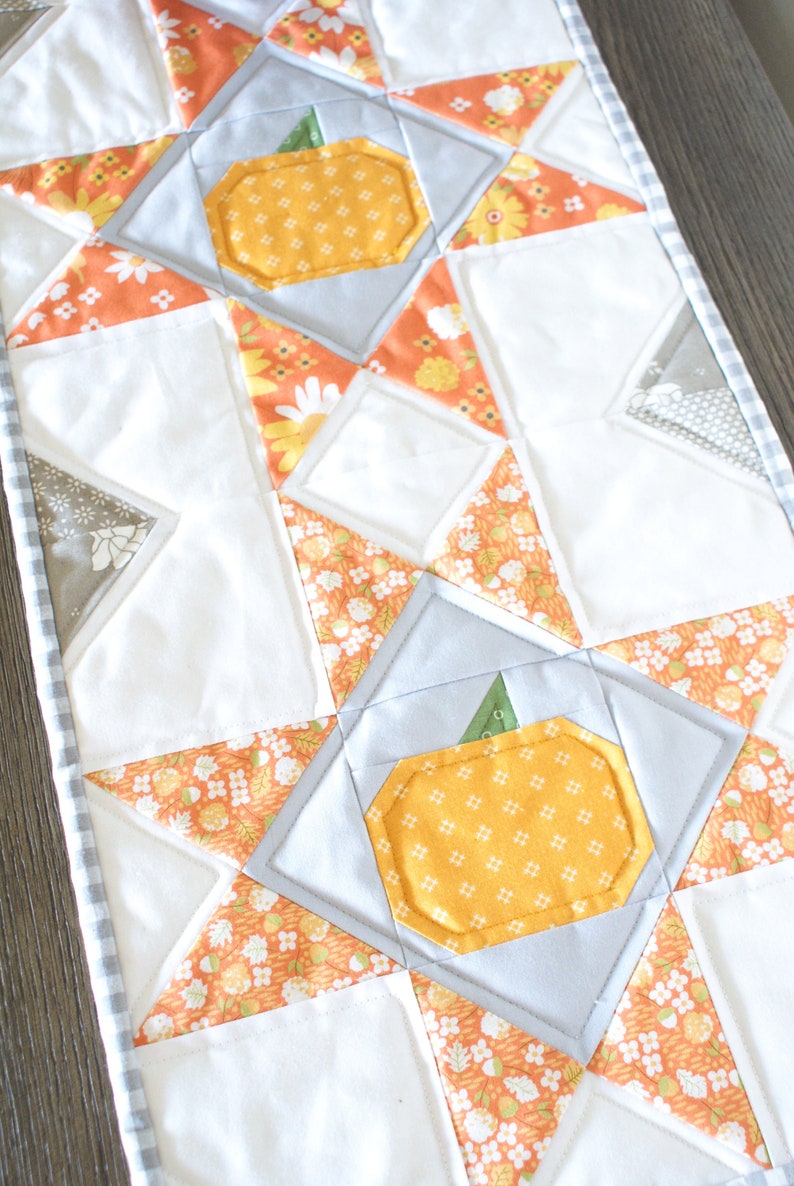 Pumpkin Table Runner Pattern, Fall Quilt Topper, Small Mini, PDF ...