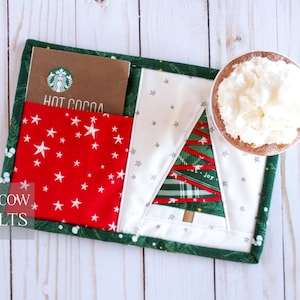 Christmas Mug Rug Pattern, Foundation Paper Piecing, Tree, PDF, Coffee Gift, Handmade Sewn, Tea, Hot Chocolate, Coaster, Quilted, Mini Quilt