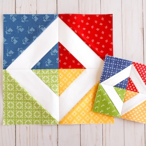 Vier quadratische Foundation Papier, Patchwork-Muster, FPP, Quilt-Block, mehrere Größen, 12, 13, 20, 21, 30,5 cm