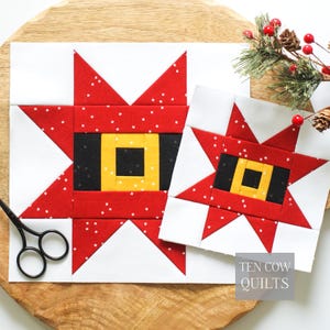 Santa Star 6 Sizes Included, Quilt Block Pattern, Foundation Paper Pieced, FPP, PDF Download