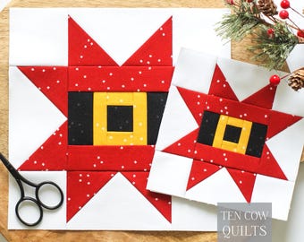 Santa Star 6 Sizes Included, Quilt Block Pattern, Foundation Paper Pieced, FPP, PDF Download