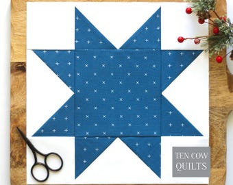 Sawtooth Star Foundation Paper Piecing Pattern, FPP, Quilt Block, Classic Traditional, Small, Mini, Multiple Sizes, PDF Pattern