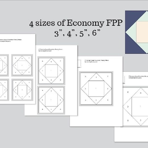 Modello di blocco trapunta economica, Foundation Paper Pieced, FPP, quadrato nel quadrato, mini blocco, piccola trapunta, download PDF, 3 pollici, 4 pollici, 5 pollici
