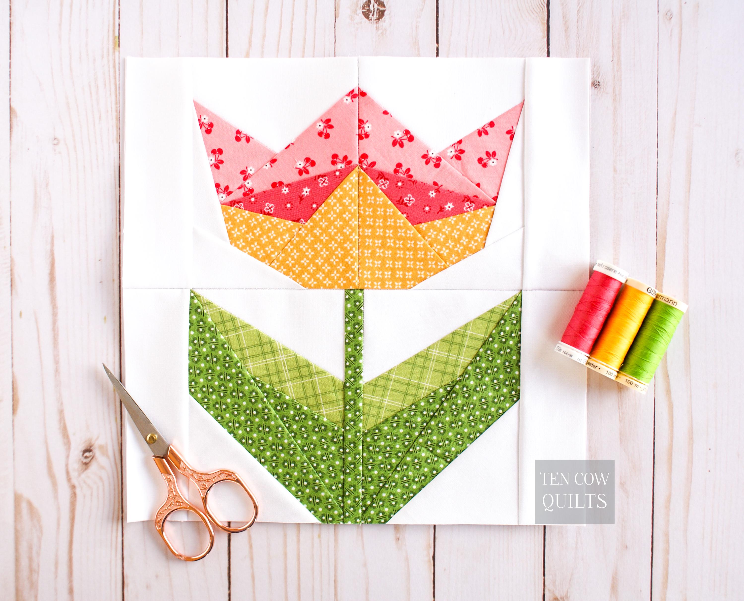 April Patterns Tulip 6 Sizes, Flower, Foundation Paper Pieced Pattern, Spring, Quilt ...