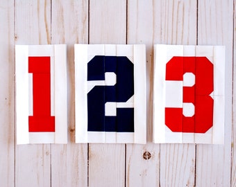 Varsity Number Quilt Blocks: FPP Paper Piecing Pattern (PDF Digital Download)