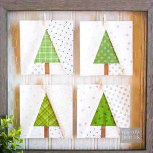 Tiny Tree 5 misure Foundation Paper Pieced Pattern, FPP, Quilt Block, Mini Small, Scrappy, Patchwork, Cucito, Download PDF, Natale, Pino