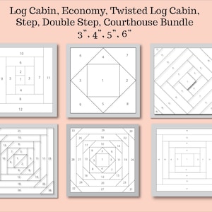 Foundation Paper Piecing Bundle, FPP, Blockhaus, Economy Block, Twisted Block Cabin, Double Step, Step, Gericht