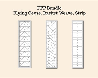 FPP Bundle, Borders Strips, Flying Geese, Basket Weave, Strip, One Inch, Two Inch, Foundation Paper Pieced, PDF Digital Pattern