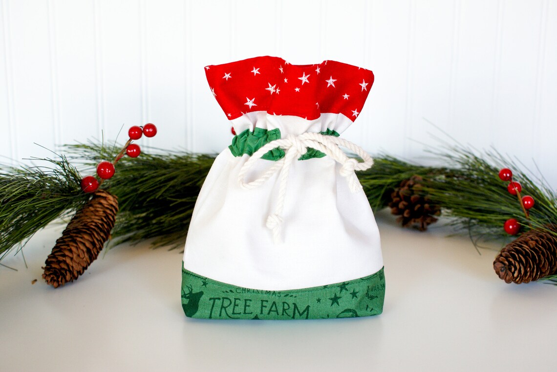 Drawstring Bag Pattern Fabric Gift Bags Holiday DIY Sewing Etsy