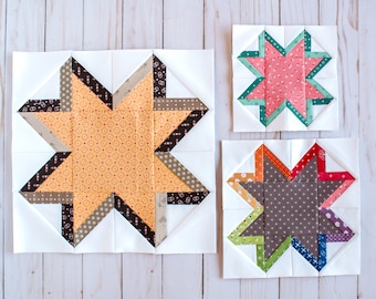 NEW! Fancy Star, Foundation Paper Piecing Pattern, Quilt Block, Multiple Sizes, PDF Download, six inch, eight inch, ten inch, twelve inch