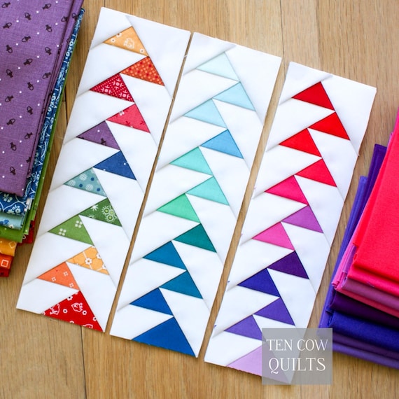 Wandering Flying Geese Quilt Block Pattern: FPP Border Strip (PDF Download, 4 Sizes Included) Double, Migrating Geese