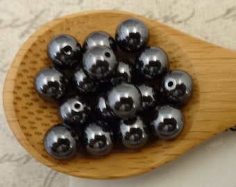 Hematite Round Beads, 6mm Hematite Round Beads, Qty 20 beads, Jewelry Making Beads