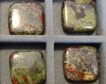 Dragons Blood Jasper Flat Square Pendant Beads 20mm Square Jasper Beads, Qty 1, Dragonblood Gemstones