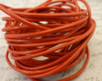 Genuine Leather Cord Red 1mm for Bead Stringing, Crafts, Jewelry Making - 10 Feet