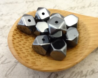 Hematite 7mm Cornerless Cube Beads, 7mm Hematite Cornerless Cube Beads, Qty 10 beads, Jewelry Making Beads