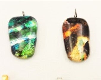 Five (5) Artisan Pendants, Hand Made Dichroic Glass Pendants, Destash Pendants for Jewelry Making, All Five Pendants