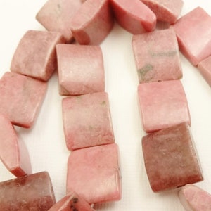 Rhodonite Beads, Rhodonite Flat Rectangle Beads, 18x15mm, Pink Stone Beads, Qty 4, Natural Gemstone Beads image 1