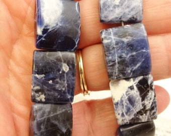 Sodalite Rectangle Beads Blue Stone Beads Blue Gemstone Rectangle beads, 18x15mm Blue Sodalite Beads Qty 2 Beads