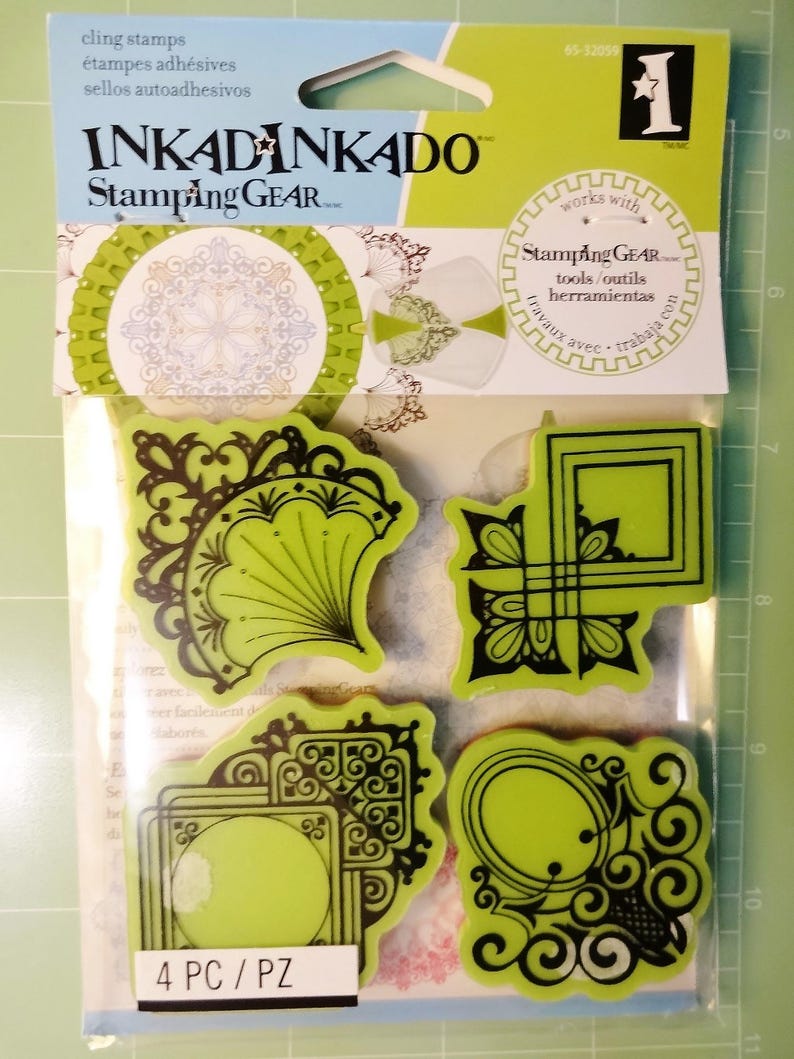 Gear Pattern Stamp Framed Greetings Stamping Gear or Bicycle Trio: Cling Rubber Stamps - Etsy