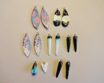 Artisan Porcelain Pendants, Charms Jewelry Supplies (14 Pieces)