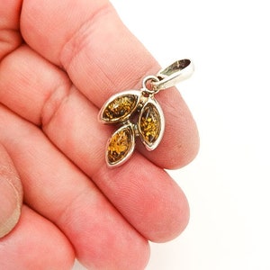 Amber and Sterling Silver Pendants - Baltic Amber Green Amber Pendant 1-1/8 inches by 1/2 inch
