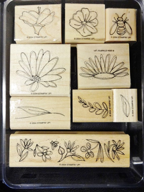 Floral Rubber Stamp Set – Retired Stampin' Up! Wood Mounted Stamps
