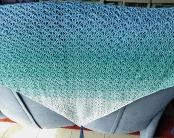 XXL shoulder scarf “Aqua” hand crocheted