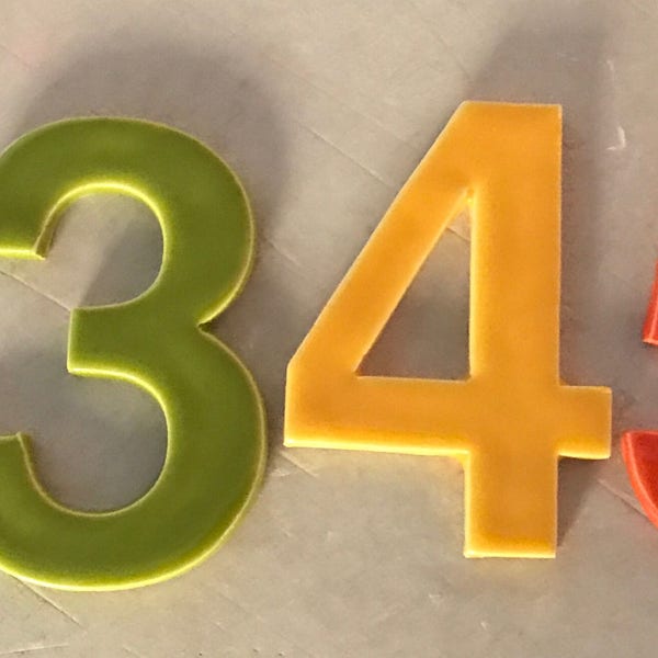 Brand New Brightly glazed ceramic 3 1/4 inch numbers