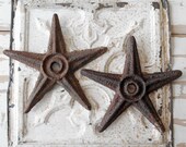 19th Century Antique Cast Iron Masonry Anchor Stars Building Ties The Pair