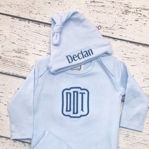 Infant boy gown, newborn gown, Baby Boy Monogrammed Infant Gown, Classic newborn gown, Monogramed baby boy gown