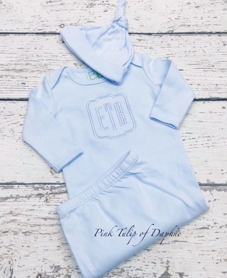 Infant Boy Gown Newborn Gown Tone on Tone Baby Boy Etsy