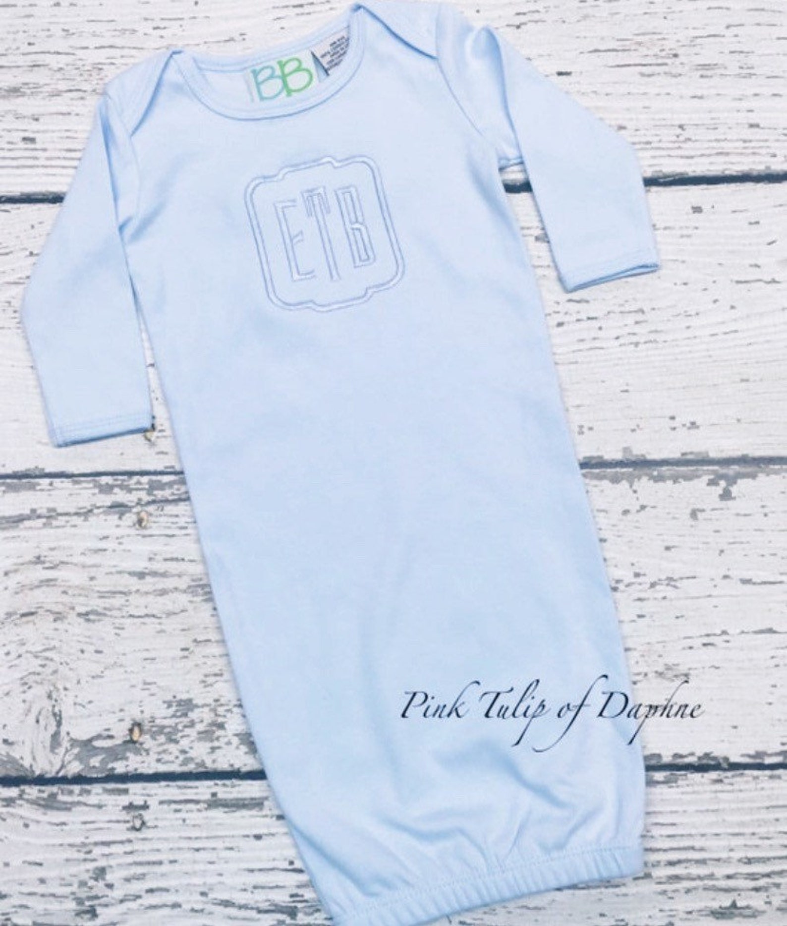 Infant Boy Gown Newborn Gown Tone on Tone Baby Boy Etsy