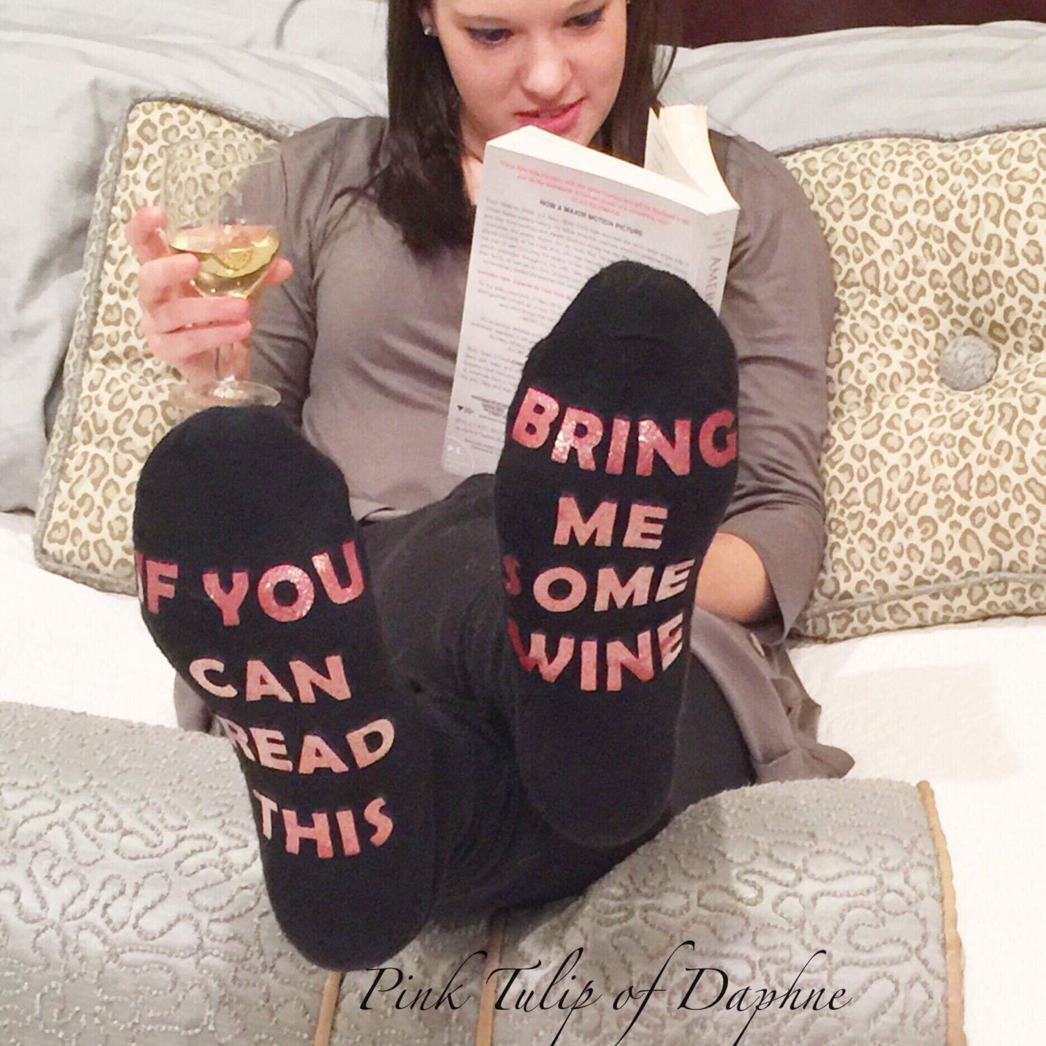 Wine socks, Bring me wine, If you can read this socks, Adult socks, Gag