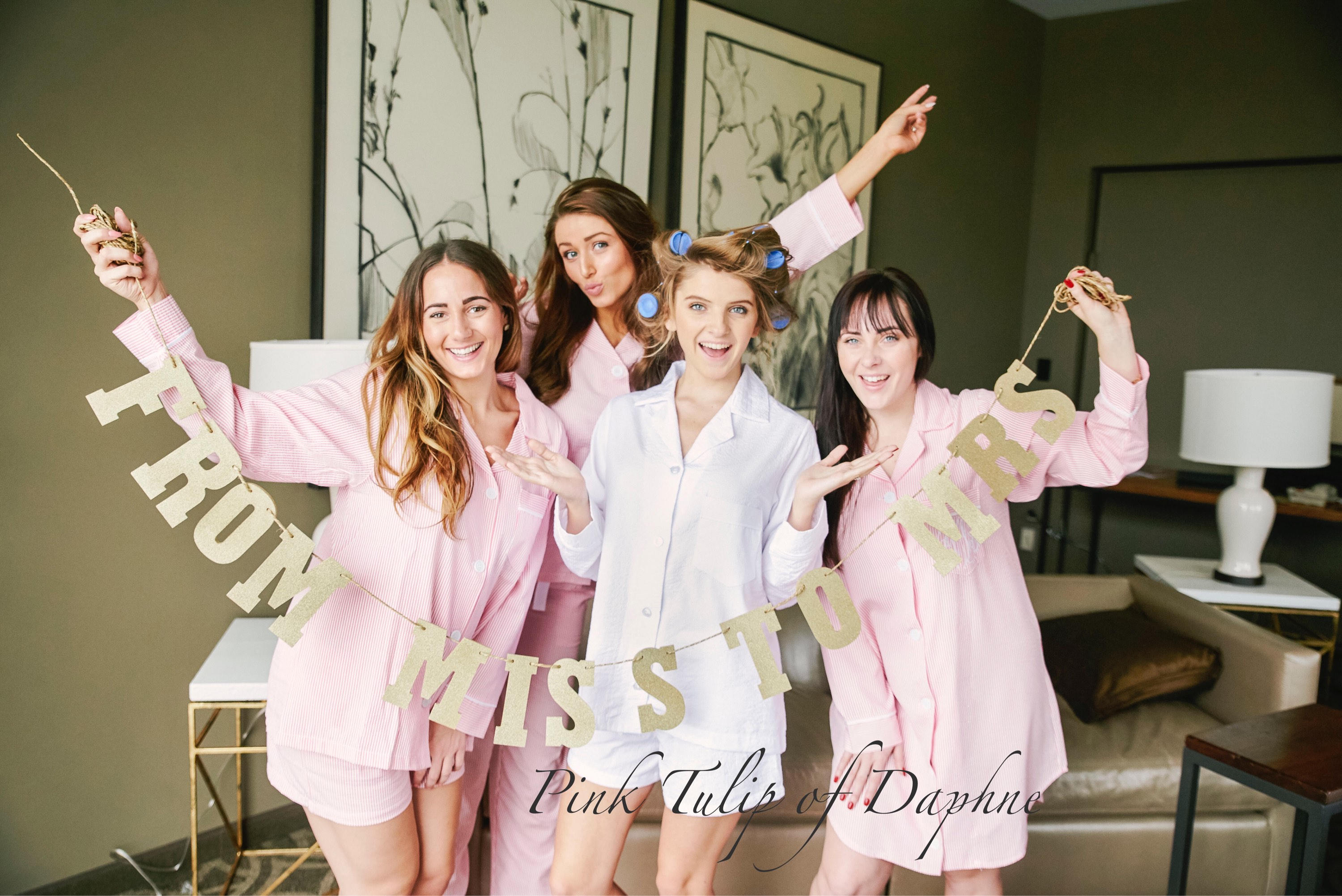 pink bridesmaid pjs