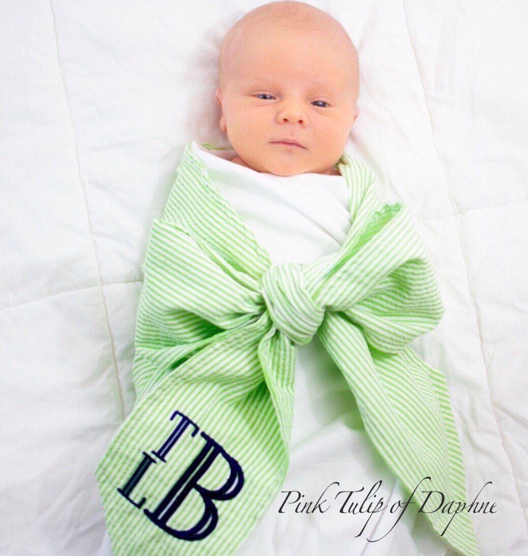 Personalized baby swaddle hotsell and bow