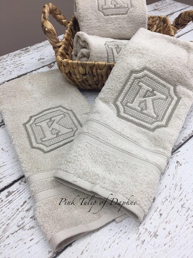 Pair of Monogrammed Hand Towels Wedding Gift Personalized Etsy