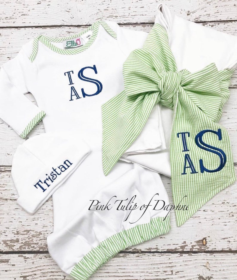 Swaddle Blanket With Bow and Gown Set Newborn Swaddle Blanket Etsy