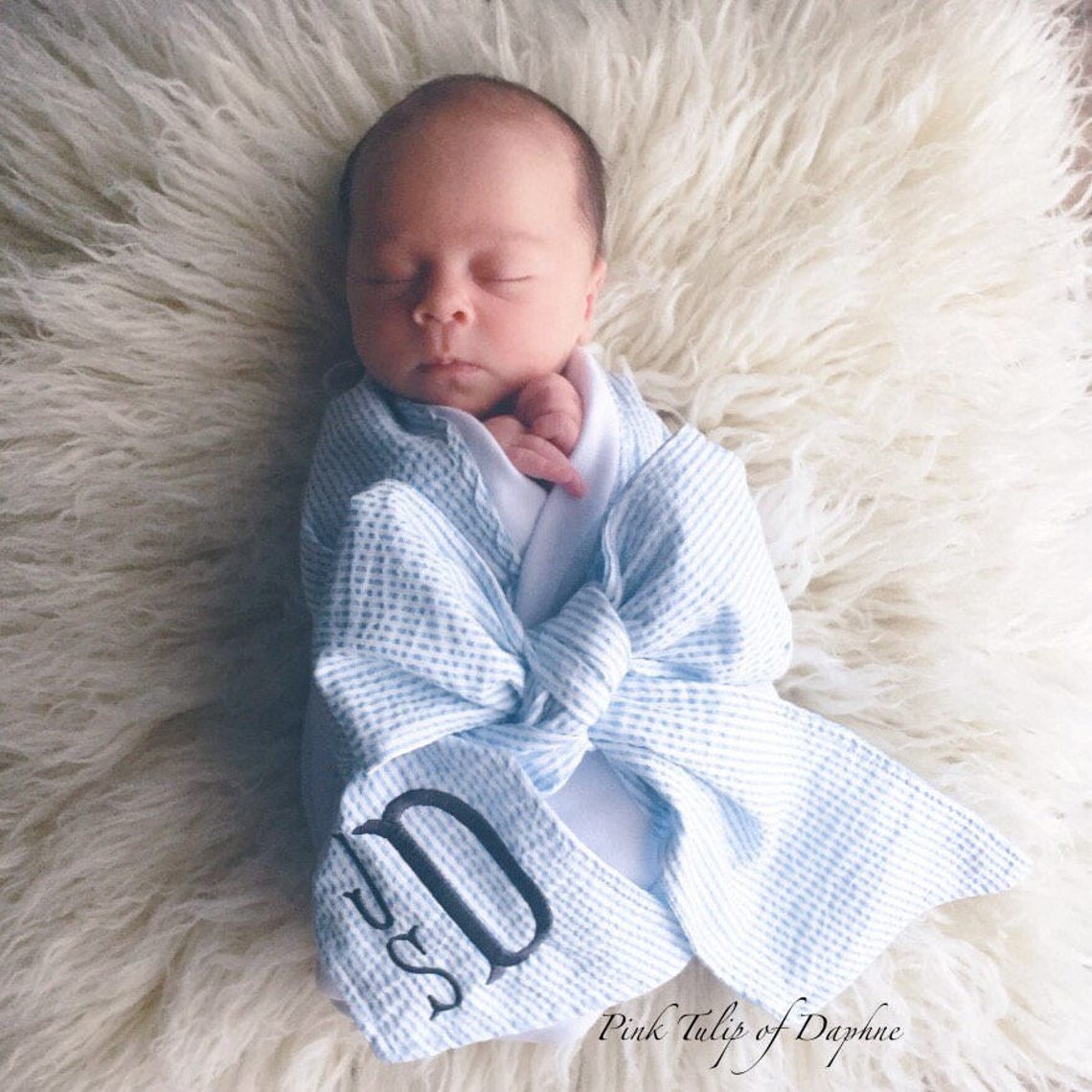 Baby Swaddle Blanket Blue Swaddle Blanket Bow Sash Blanket Etsy