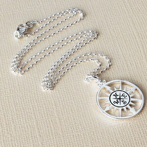 Retirement gift for women retirement gift for her large silver compass pendant necklace