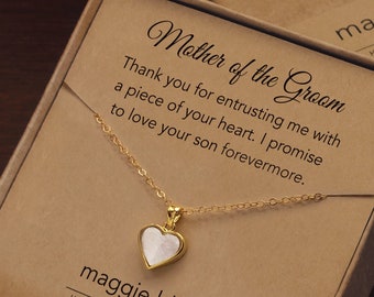Mother of the groom gift from bride MIL wedding necklace for future mother in law thank you for raising the man of my dreams heart necklace
