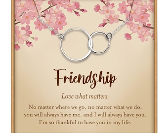 Friendship necklace sterling silver christmas gift for best friend bestie necklace friendship gifts for women friends interlocking rings