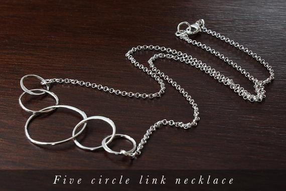50th Birthday Gifts for Women,925 Sterling Silver Necklace,50th Birthday Necklace,5 Interlocking Infinity Circles Necklace