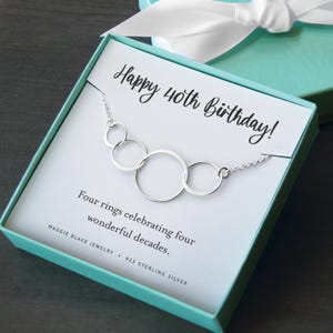 40th Birthday Necklace for Her, Sterling Silver Four Circle Necklace, Four Decades Gift, 40th Birthday Jewelry, Turning 40 Gift for Woman