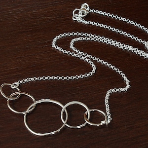 Sterling silver five circle necklace intertwined rings necklace five linked circles necklace interlocking circles 50th anniversary birthday