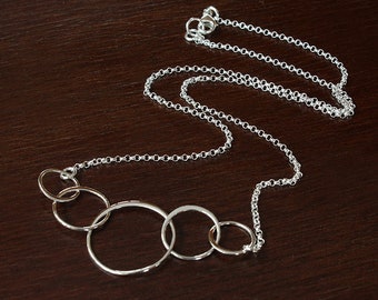 Sterling silver five circle necklace intertwined rings necklace five linked circles necklace interlocking circles 50th anniversary birthday