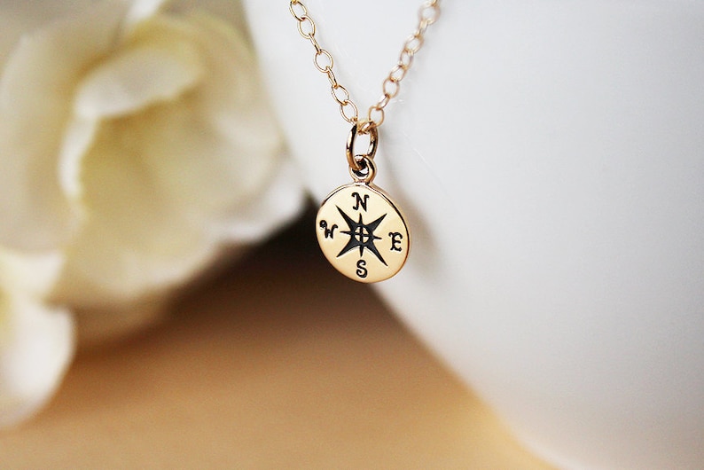 Gold Compass Necklace Graduation Gift Gift for Traveler Gift Etsy