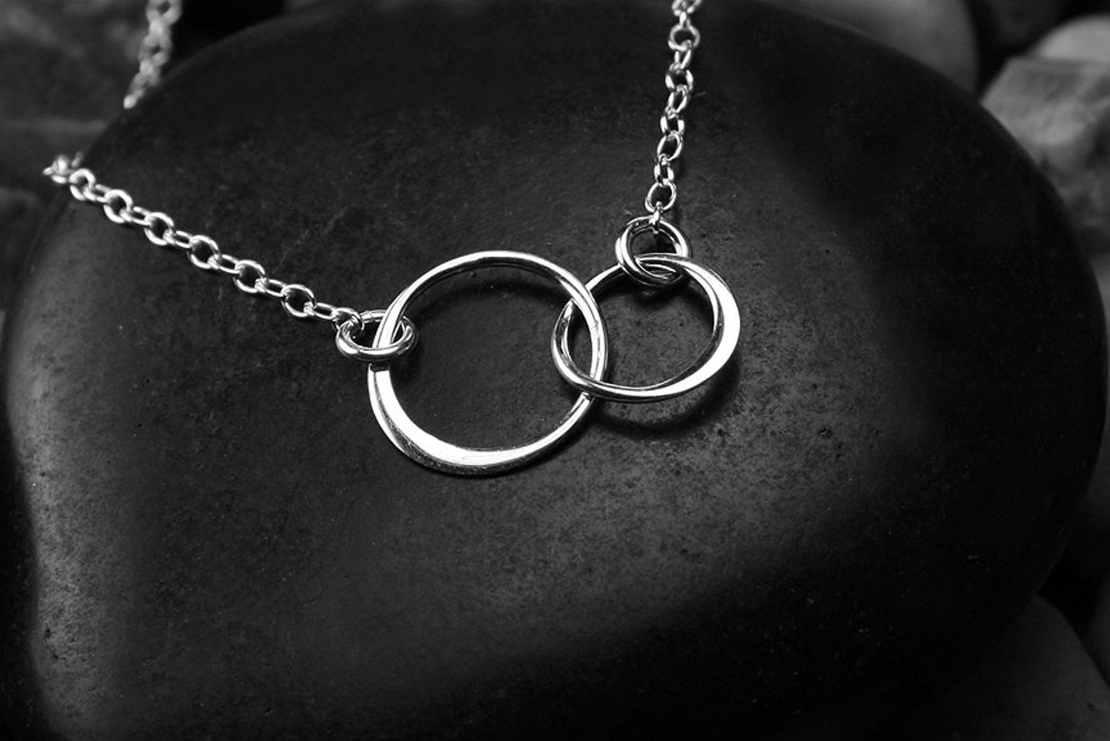 Two Interlocking Rings Necklace Sterling Silver Intertwined Rings ...