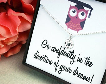 Graduation gift, graduation gift for her, graduation necklace, graduate gift, graduate gift for her, graduation, compass necklace, compass