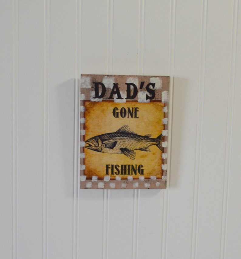 Wooden Rustic Fishing Sign Decor Gone Image 0